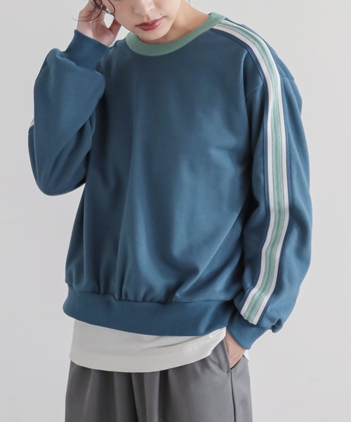 n'OrLABEL(ノアールレーベル)の「ラインテープ裏毛スウェット(スウェット・レディース・ブラック/ブルー系その他/杢グレー・1/2)」の3枚目の写真