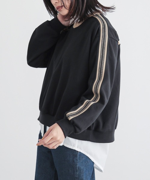 n'OrLABEL(ノアールレーベル)の「ラインテープ裏毛スウェット(スウェット・レディース・ブラック/ブルー系その他/杢グレー・1/2)」の16枚目の写真