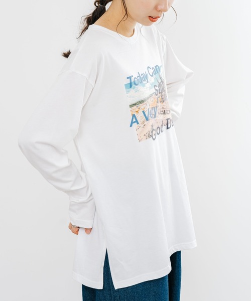 refinedworks(リファインドワークス)の「【refinedworks】 フォトプリント が 印象的な使いやすい ロンT(Tシャツ/カットソー・レディース・ホワイト系その他/オフホワイト・FREE)」の3枚目の写真