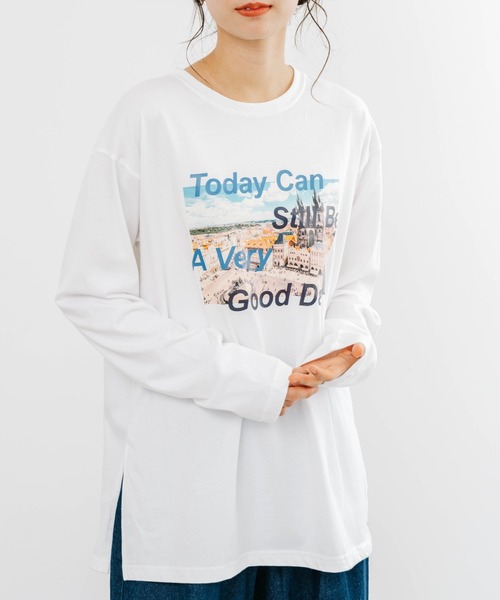 refinedworks(リファインドワークス)の「【refinedworks】 フォトプリント が 印象的な使いやすい ロンT(Tシャツ/カットソー・レディース・ホワイト系その他/オフホワイト・FREE)」の4枚目の写真