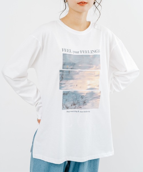 refinedworks(リファインドワークス)の「【refinedworks】 フォトプリント が 印象的な使いやすい ロンT(Tシャツ/カットソー・レディース・ホワイト系その他/オフホワイト・FREE)」の8枚目の写真