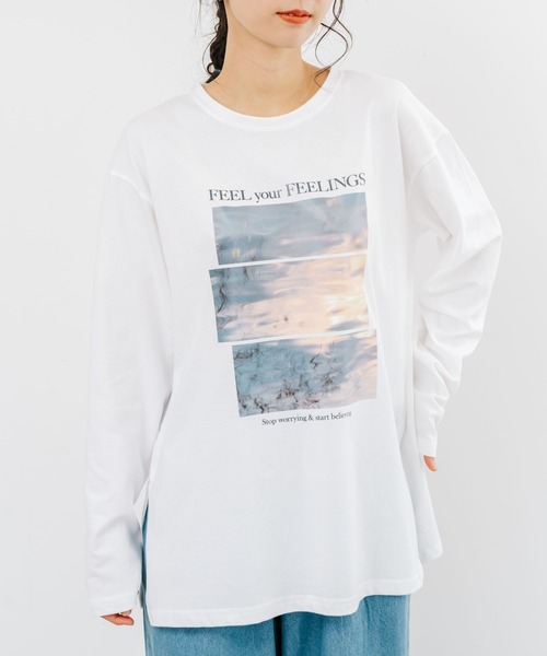 refinedworks(リファインドワークス)の「【refinedworks】 フォトプリント が 印象的な使いやすい ロンT(Tシャツ/カットソー・レディース・ホワイト系その他/オフホワイト・FREE)」の9枚目の写真