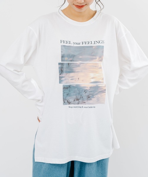 refinedworks(リファインドワークス)の「【refinedworks】 フォトプリント が 印象的な使いやすい ロンT(Tシャツ/カットソー・レディース・ホワイト系その他/オフホワイト・FREE)」の11枚目の写真
