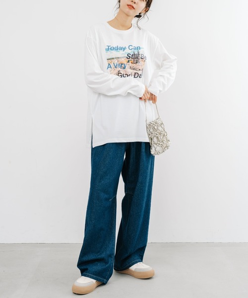 refinedworks(リファインドワークス)の「【refinedworks】 フォトプリント が 印象的な使いやすい ロンT(Tシャツ/カットソー・レディース・ホワイト系その他/オフホワイト・FREE)」の12枚目の写真