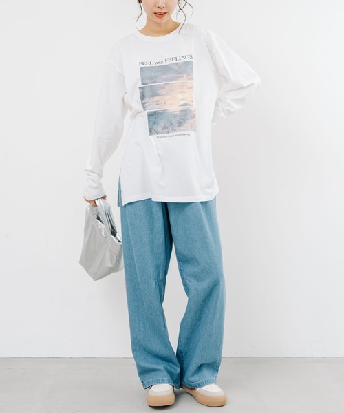 refinedworks(リファインドワークス)の「【refinedworks】 フォトプリント が 印象的な使いやすい ロンT(Tシャツ/カットソー・レディース・ホワイト系その他/オフホワイト・FREE)」の18枚目の写真