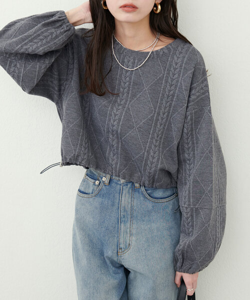 natural couture（ナチュラルクチュール）の「ケーブルジャガードワンピース×トップスSET（ワンピース・レディース・ベージュ/チャコールグレー/カーキ/ブラック・FREE）」の20枚目の写真