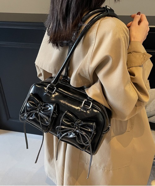 セール】Y2K ダブルリボンデザイン ハンドバッグ リボンステッチトート