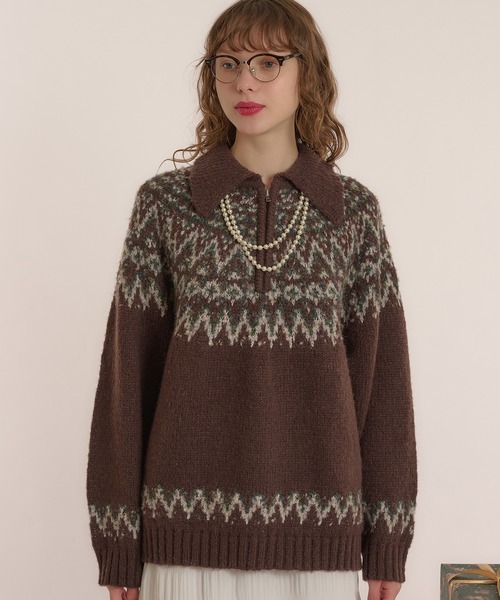 MUHET（ミュエータ）の「求心柄ハーフジップニット（ニット/セーター