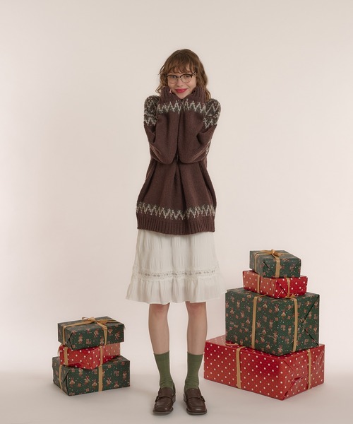 MUHET(ミュエータ)の「求心柄ハーフジップニット(ニット/セーター・レディース・ネイビー/ブラウン・X-LARGE/MEDIUM)」の7枚目の写真