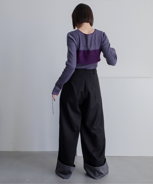 セール】バイカラーリブトップス（Tシャツ/カットソー）｜VACANCY