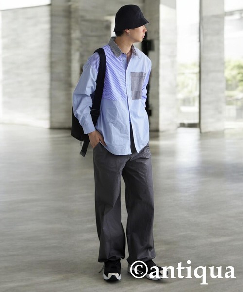 antiqua(アンティカ)の「デザインストライプシャツ(シャツ/ブラウス・レディース・ブラック/ブルー・ONESIZE)」の16枚目の写真