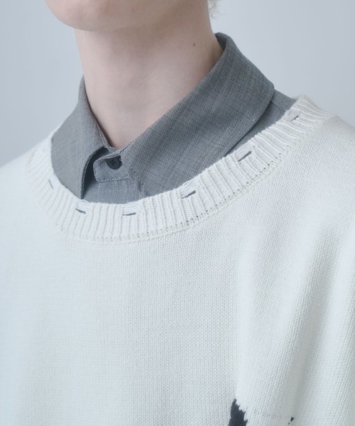 DOOPZ(ドープス)の「Logo Damage Knit - ロゴダメージニット(ニット/セーター・メンズ・ブルー/グレー/アイボリー・LARGE/MEDIUM/SMALL)」の10枚目の写真