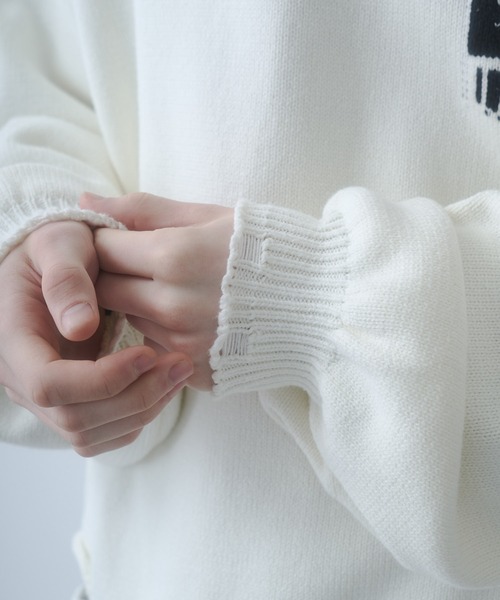 DOOPZ(ドープス)の「Logo Damage Knit - ロゴダメージニット(ニット/セーター・メンズ・ブルー/グレー/アイボリー・LARGE/MEDIUM/SMALL)」の11枚目の写真