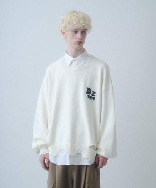 seyto Two tone damage knit グレー 最 安値 でファッション - seyto セイト ダメージニット グレー