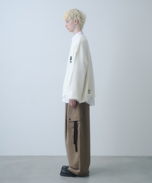 DOOPZ(ドープス)の「Logo Damage Knit - ロゴダメージニット(ニット/セーター・メンズ・ブルー/グレー/アイボリー・LARGE/MEDIUM/SMALL)」の18枚目の写真