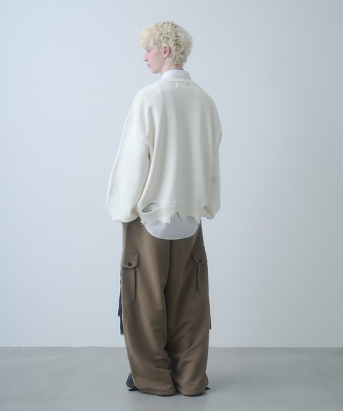 DOOPZ(ドープス)の「Logo Damage Knit - ロゴダメージニット(ニット/セーター・メンズ・ブルー/グレー/アイボリー・LARGE/MEDIUM/SMALL)」の19枚目の写真