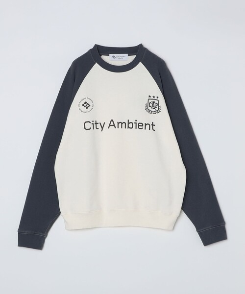 City Ambient Products(シティアンビエントプロダクツ)の「City Ambient Products: ラグランスリーブ プリント スウェット(スウェット・メンズ・オフホワイト/ライトブルー/ブラウン・SMALL/MEDIUM/LARGE)」の2枚目の写真