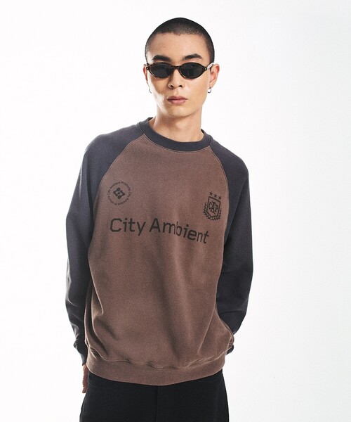 City Ambient Products(シティアンビエントプロダクツ)の「City Ambient Products: ラグランスリーブ プリント スウェット(スウェット・メンズ・オフホワイト/ライトブルー/ブラウン・SMALL/MEDIUM/LARGE)」の4枚目の写真