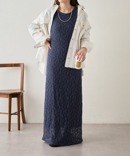 SHENERY(シーナリー)の「《スタッフリアルバイアイテム!》2WAYレースマキシドレス(ワンピース・レディース・ブルー/ブラック・36/38)」の7枚目の写真