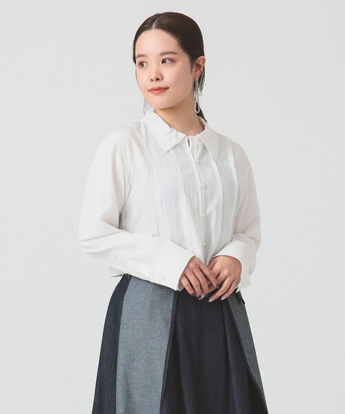 RBS（アールビーエス）の「RBS / カットオフ クロップド シャツ（シャツ/ブラウス・レディース・ライトグレー/ホワイト・ONE SIZE）」の8枚目の写真