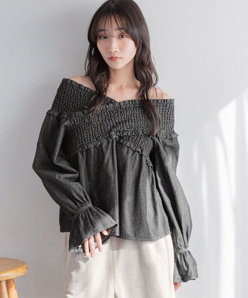 LOWRYS FARM（ローリーズファーム）の「デニムシャーリングブラウス 252725（シャツ/ブラウス・レディース・ブルー/アイボリー/イエロー/その他・FREE）」の7枚目の写真