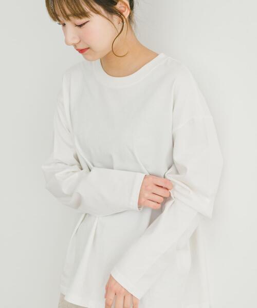 ITEMS URBANRESEARCH(アイテムズ アーバンリサーチ)の「ピグメントロングTシャツ(Tシャツ/カットソー・レディース・オフホワイト/ブラック/ピンク・FREE)」の2枚目の写真