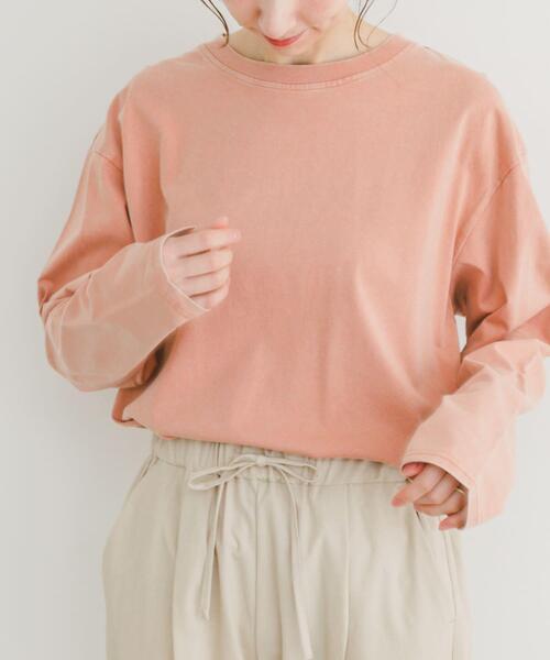 ITEMS URBANRESEARCH(アイテムズ アーバンリサーチ)の「ピグメントロングTシャツ(Tシャツ/カットソー・レディース・オフホワイト/ブラック/ピンク・FREE)」の1枚目の写真