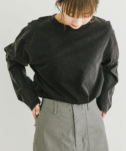 ITEMS URBANRESEARCH(アイテムズ アーバンリサーチ)の「ピグメントロングTシャツ(Tシャツ/カットソー・レディース・オフホワイト/ブラック/ピンク・FREE)」の3枚目の写真