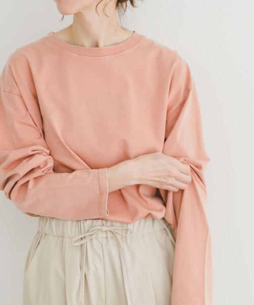 ITEMS URBANRESEARCH(アイテムズ アーバンリサーチ)の「ピグメントロングTシャツ(Tシャツ/カットソー・レディース・オフホワイト/ブラック/ピンク・FREE)」の5枚目の写真
