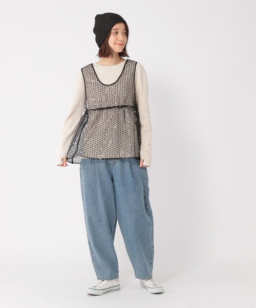 studio CLIP（スタディオクリップ）の「チュールスパンコールベスト（ベスト・レディース・ライトベージュ/スカイブルー/ブラック・FREE）」の11枚目の写真