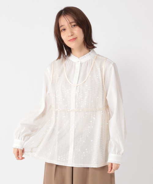 studio CLIP（スタディオクリップ）の「チュールスパンコールベスト（ベスト・レディース・ライトベージュ/スカイブルー/ブラック・FREE）」の14枚目の写真