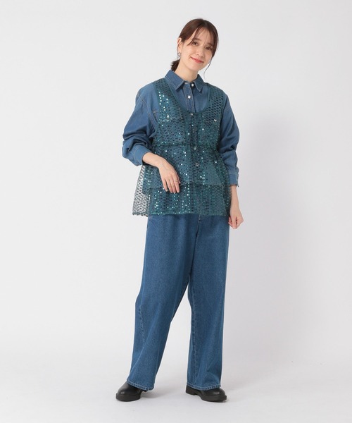 studio CLIP（スタディオクリップ）の「チュールスパンコールベスト（ベスト・レディース・ライトベージュ/スカイブルー/ブラック・FREE）」の20枚目の写真