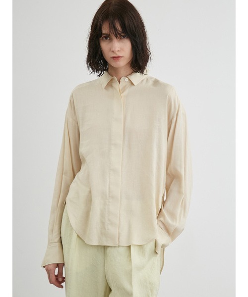 styling/（スタイリング）の「サイドタブワイドシャツ（シャツ/ブラウス・レディース・ベージュ/ネイビー/チャコールグレー/クリーム・FREE）」の3枚目の写真