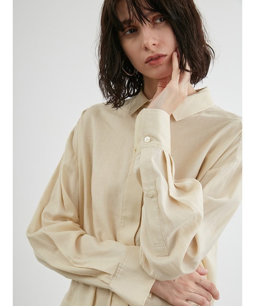 styling/（スタイリング）の「サイドタブワイドシャツ（シャツ/ブラウス・レディース・ベージュ/ネイビー/チャコールグレー/クリーム・FREE）」の8枚目の写真