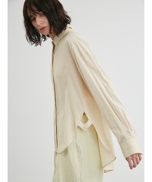 styling/（スタイリング）の「サイドタブワイドシャツ（シャツ/ブラウス・レディース・ベージュ/ネイビー/チャコールグレー/クリーム・FREE）」の11枚目の写真