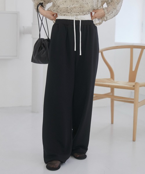 ANGIE（アンジー）の「ダブルウエスト スウェットパンツ（スウェットパンツ・レディース・オートミール/ブラック/ダークグレー・FREE）」の4枚目の写真