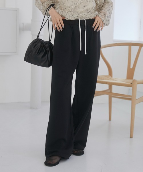 ANGIE（アンジー）の「ダブルウエスト スウェットパンツ（スウェットパンツ・レディース・オートミール/ブラック/ダークグレー・FREE）」の5枚目の写真