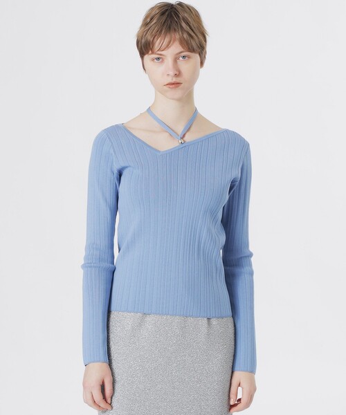 LOVELESS（ラブレス）の「ホルターカットアウトニット（ニット/セーター・レディース・ライトグレー/オフホワイト/ブルー系その他2・36/34）」の3枚目の写真