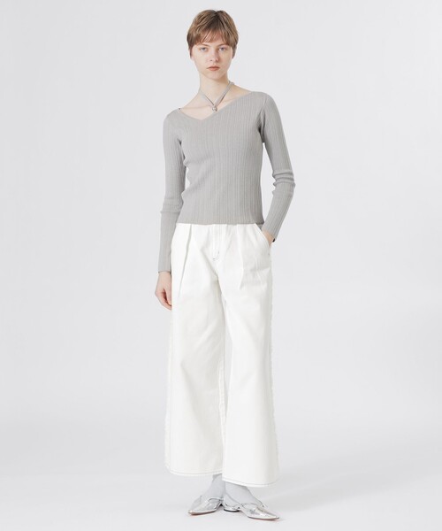 LOVELESS（ラブレス）の「ホルターカットアウトニット（ニット/セーター・レディース・ライトグレー/オフホワイト/ブルー系その他2・36/34）」の4枚目の写真