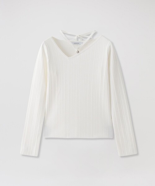 LOVELESS（ラブレス）の「ホルターカットアウトニット（ニット/セーター・レディース・ライトグレー/オフホワイト/ブルー系その他2・36/34）」の6枚目の写真