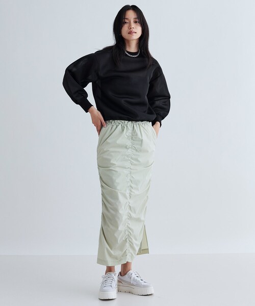 GALLEST(ギャレスト)の「シャーリングナイロンスカート(スカート・レディース・ホワイト/グレー/ライトグリーン・36/38)」の5枚目の写真