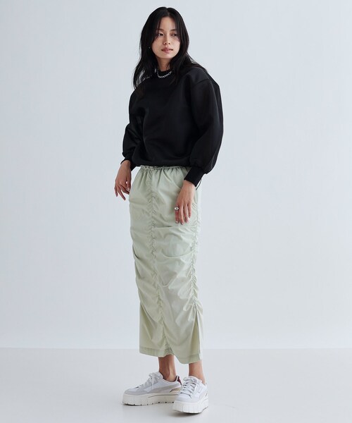 GALLEST(ギャレスト)の「シャーリングナイロンスカート(スカート・レディース・ホワイト/グレー/ライトグリーン・36/38)」の6枚目の写真