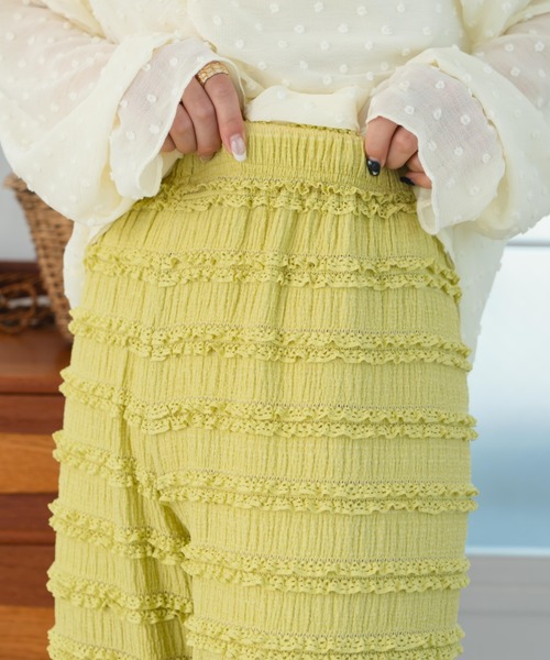 eLur(エラー)の「【eLur】レースフレアパンツ(その他パンツ・レディース・アイボリー/グリーン・FREE)」の6枚目の写真