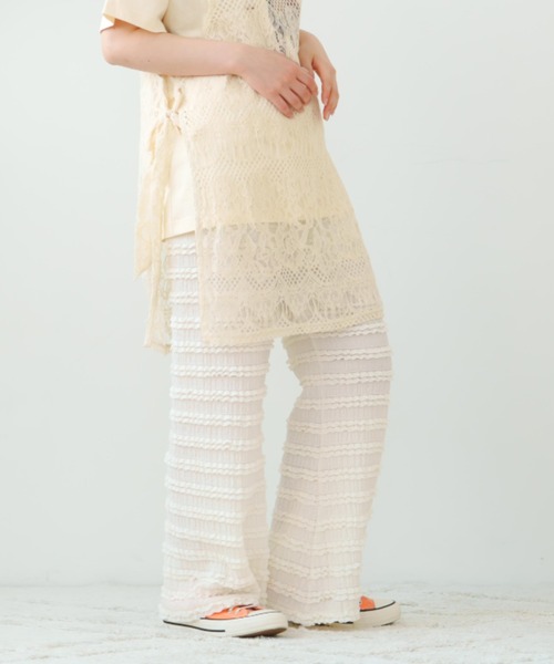 eLur(エラー)の「【eLur】レースフレアパンツ(その他パンツ・レディース・アイボリー/グリーン・FREE)」の13枚目の写真