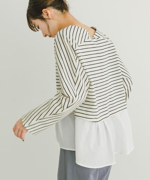 ITEMS URBANRESEARCH(アイテムズ アーバンリサーチ)の「カットミラノドッキングプルオーバー(Tシャツ/カットソー・レディース・ブラック/オフホワイト/ホワイト系その他・FREE)」の2枚目の写真