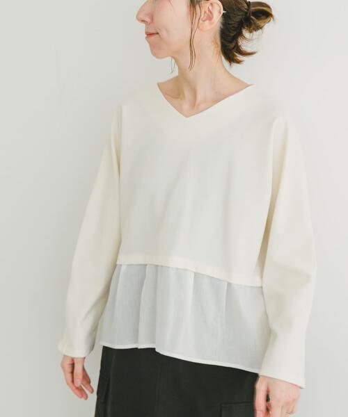 ITEMS URBANRESEARCH(アイテムズ アーバンリサーチ)の「カットミラノドッキングプルオーバー(Tシャツ/カットソー・レディース・ブラック/オフホワイト/ホワイト系その他・FREE)」の4枚目の写真