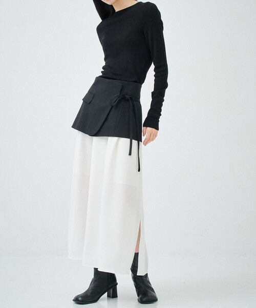 STUDIOUS（ステュディオス）の「【STUDIOUS/ステュディオス】Blazer Hem 2piece SK/ブレザーヘム2ピーススカート（スカート・レディース・ブラック/マルチ・1/2）」の3枚目の写真