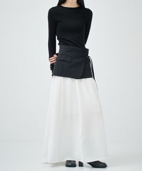 STUDIOUS（ステュディオス）の「【STUDIOUS/ステュディオス】Blazer Hem 2piece SK/ブレザーヘム2ピーススカート（スカート・レディース・ブラック/マルチ・1/2）」の4枚目の写真