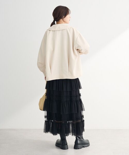 Green　Parks（グリーンパークス）の「撥水加工 ショート丈トレンチコート（トレンチコート・レディース・ネイビー/ライトベージュ・FREE）」の6枚目の写真