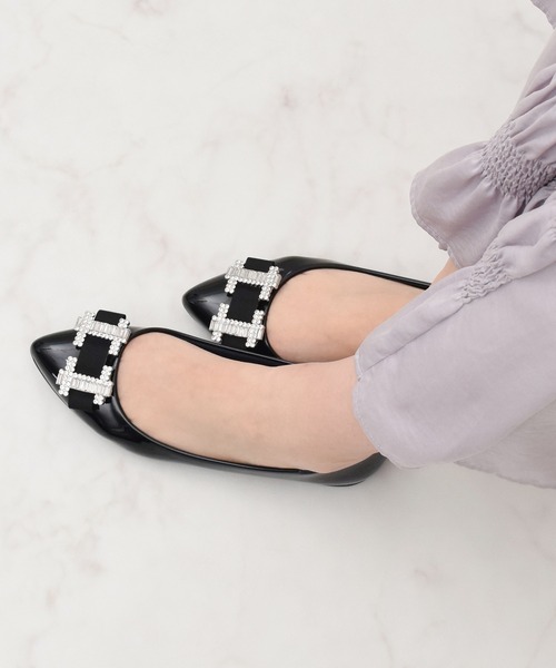 Bridget Birkin（ブリジットバーキン）の「【Bridget Birkin】ビジューリボンバレエレインパンプス(554022)（レインシューズ・レディース・ベージュ系その他/ブラック系その他/シルバー/ブラック・23.5/23/24/24.5/22.5）」の2枚目の写真